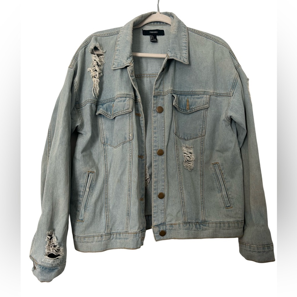 Forever 21 Distressed Jean Jacket